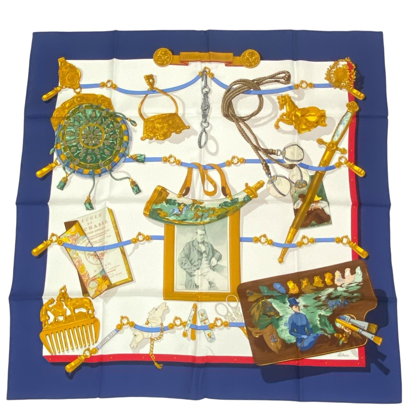 Hermes Scarf Silk Carre 90 Memoire D'hermes Navy — view 2