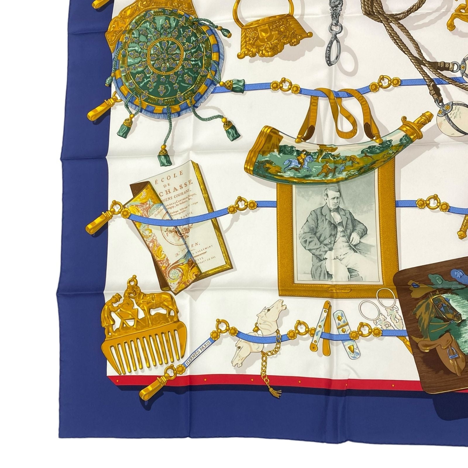 Hermes Scarf Silk Carre 90 Memoire D'hermes Navy — view 5