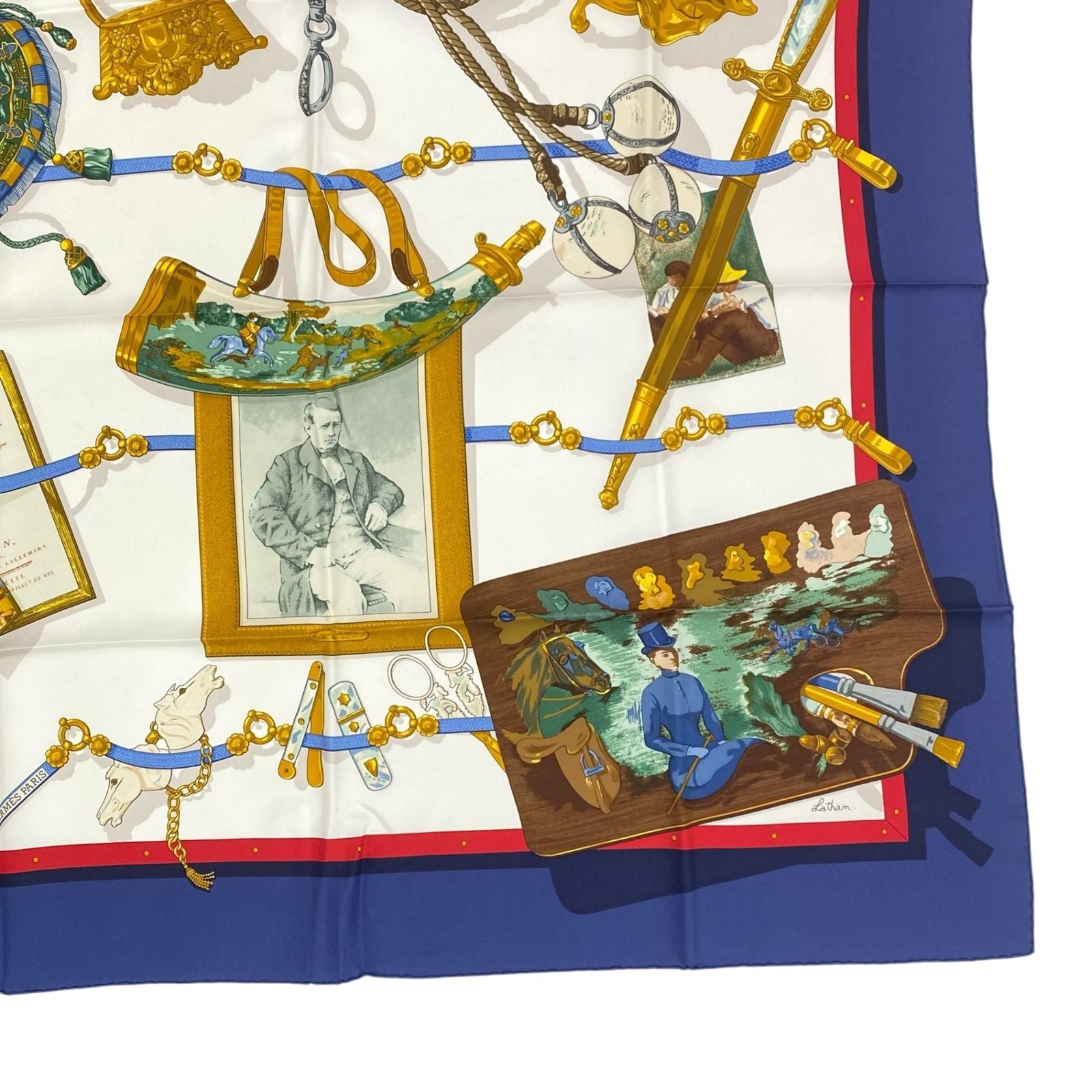 Hermes Scarf Silk Carre 90 Memoire D'hermes Navy — view 6