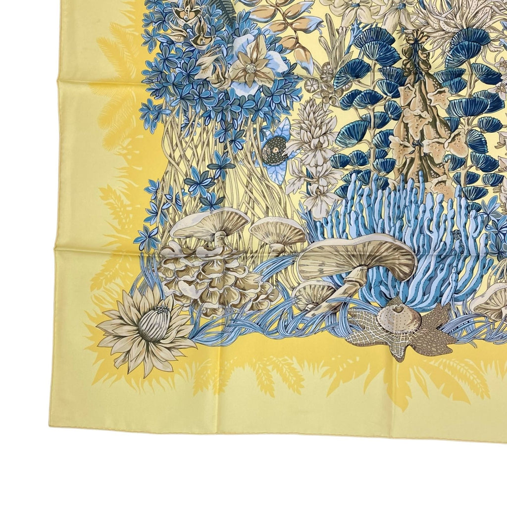 Hermes Scarf Silk Carre 90 Nonehuman Island Plant L'lle Deserte Yellow — view 5