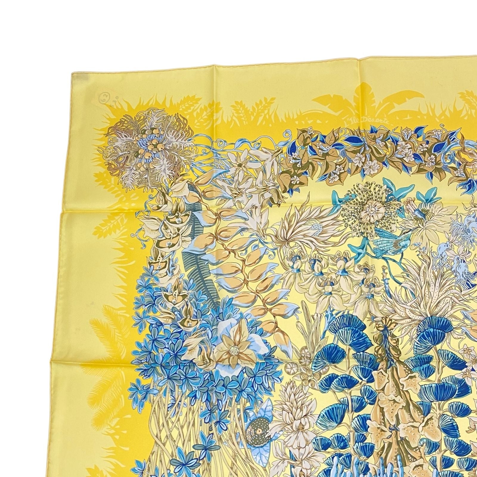 Hermes Scarf Silk Carre 90 Nonehuman Island Plant L'lle Deserte Yellow — view 3