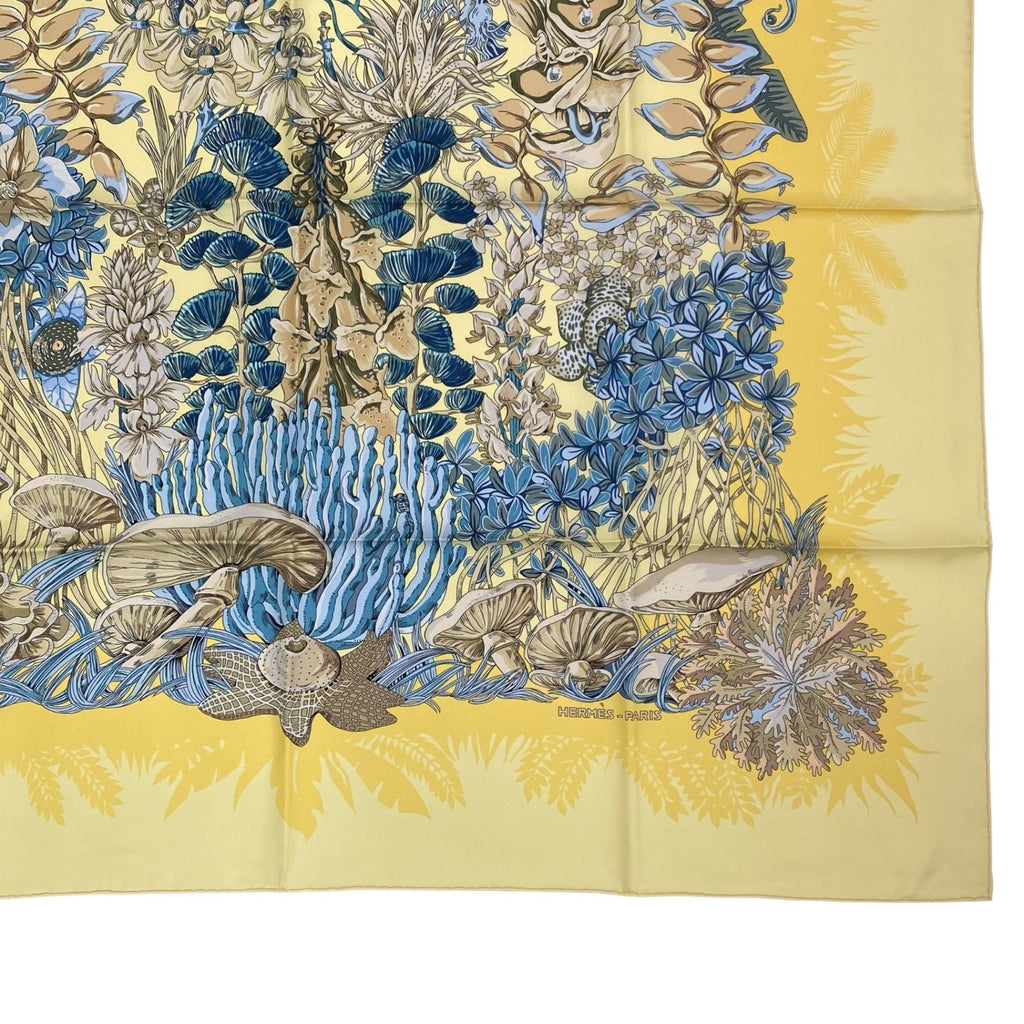 Hermes Scarf Silk Carre 90 Nonehuman Island Plant L'lle Deserte Yellow — view 6