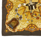 Hermes Carre 90 la Magie Magic Rabbit Pigeon Clown Silk Brown Scarf — view 5