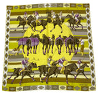 Hermes Carre 90 Scarf Silk les Poneys de Polo Large Horse Pattern Yellow — view 2