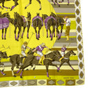 Hermes Carre 90 Scarf Silk les Poneys de Polo Large Horse Pattern Yellow — view 6