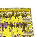 Hermes Carre 90 Scarf Silk les Poneys de Polo Large Horse Pattern Yellow — view 4