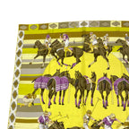 Hermes Carre 90 Scarf Silk les Poneys de Polo Large Horse Pattern Yellow — view 3
