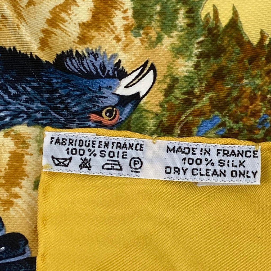 Hermes Carre 90 les Quatre Saisons Four Seasons Brown Animal Flower Scarf Silk — view 6