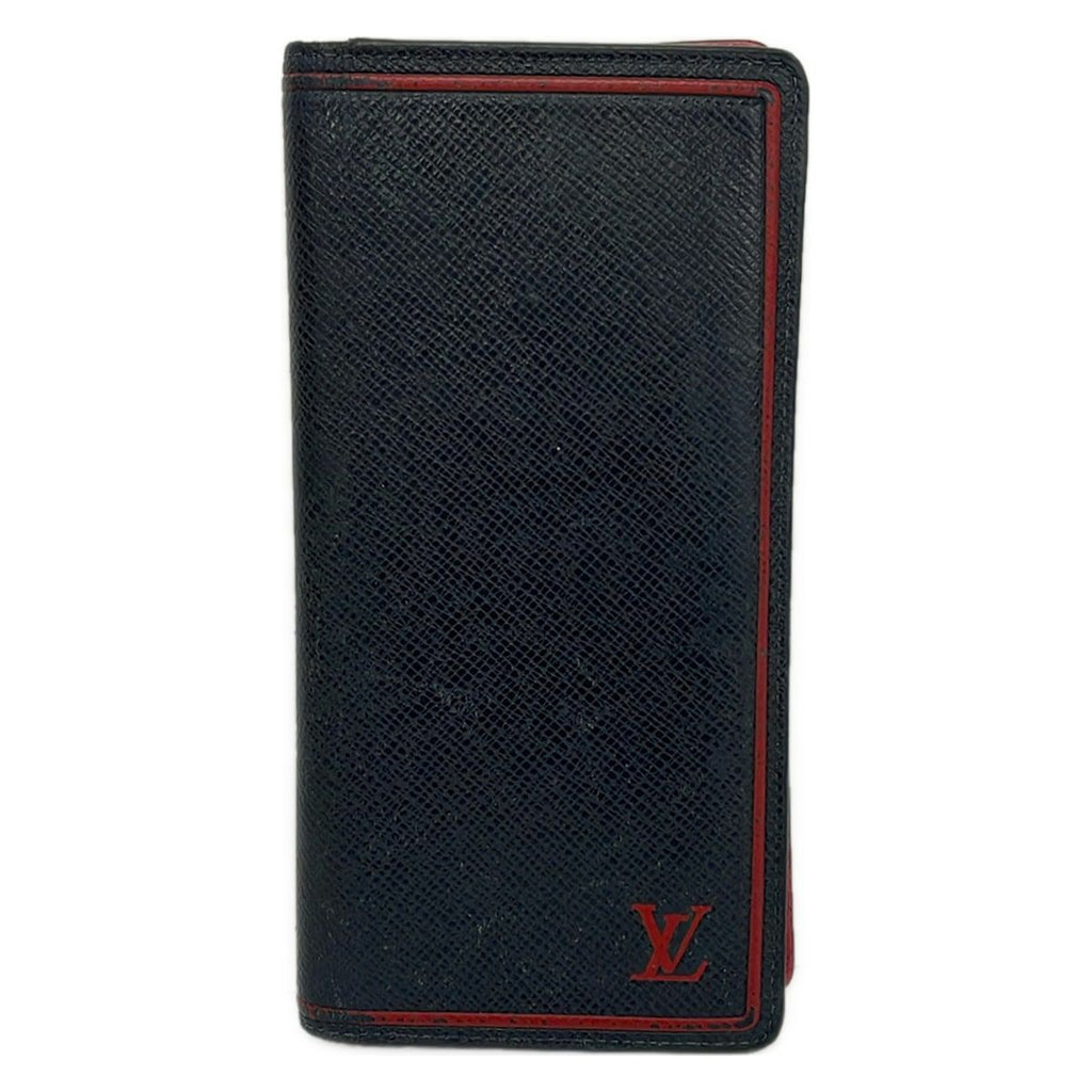 Louis Vuitton Wallet Taiga Portefeuille Brazza Blue Marine Leather Cowhide