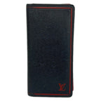 Louis Vuitton Wallet Taiga Portefeuille Brazza Blue Marine Leather Cowhide