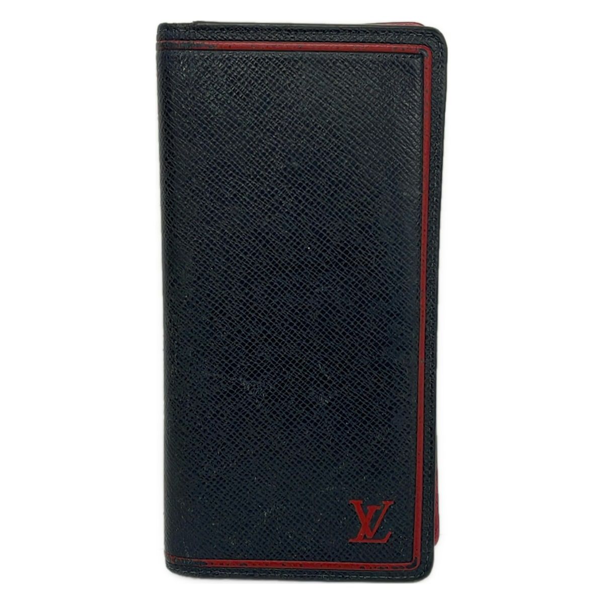 Louis Vuitton Wallet Taiga Portefeuille Brazza Blue Marine Leather Cowhide