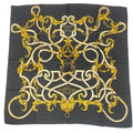 Hermes Carre 90 Scarf Silk L'instrvction Dvro Ground Pattern Black Gold