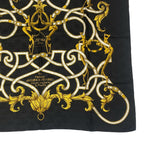 Hermes Carre 90 Scarf Silk L'instrvction Dvro Ground Pattern Black Gold — view 5