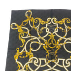 Hermes Carre 90 Scarf Silk L'instrvction Dvro Ground Pattern Black Gold — view 2
