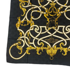 Hermes Carre 90 Scarf Silk L'instrvction Dvro Ground Pattern Black Gold — view 4