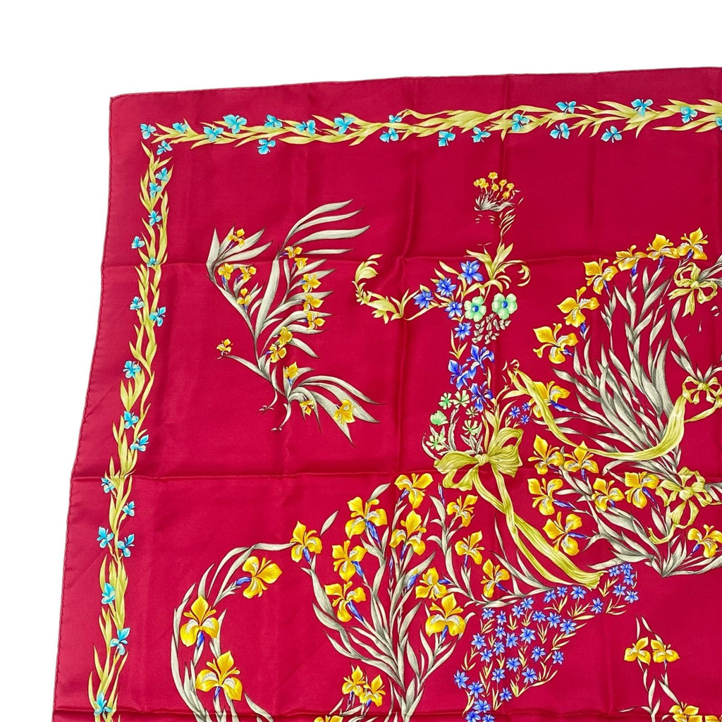 Hermes Carre 90 Scarf Silk Hd'origny Flowers Blooming Horse — view 2