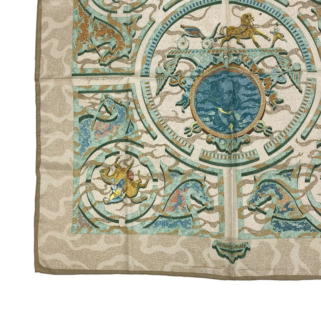 Hermes Carre 90 Silk 100% Scarf Peintre du Cheval Horse Painter Blawan — view 4