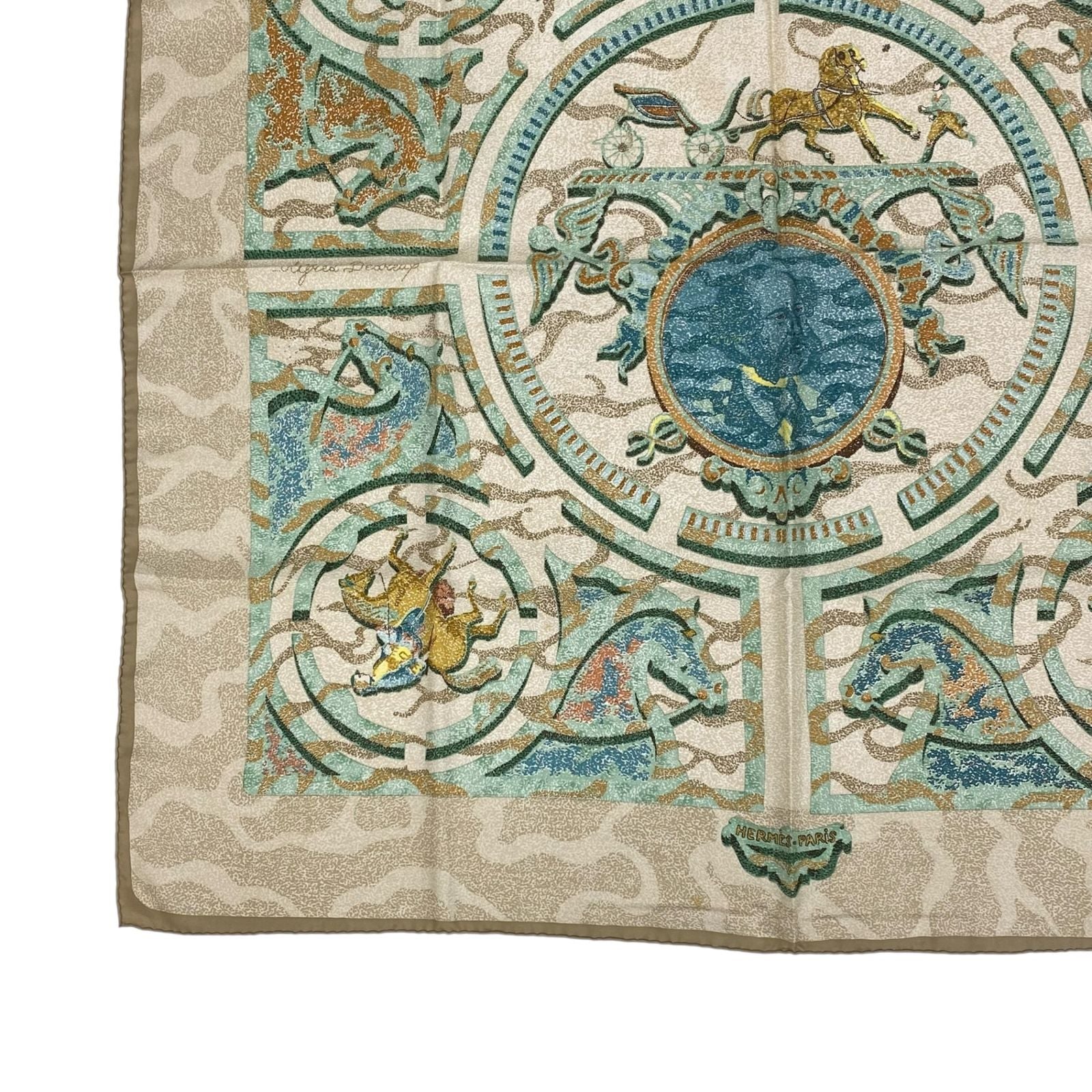 Hermes Carre 90 Silk 100% Scarf Peintre du Cheval Horse Painter Blawan — view 4
