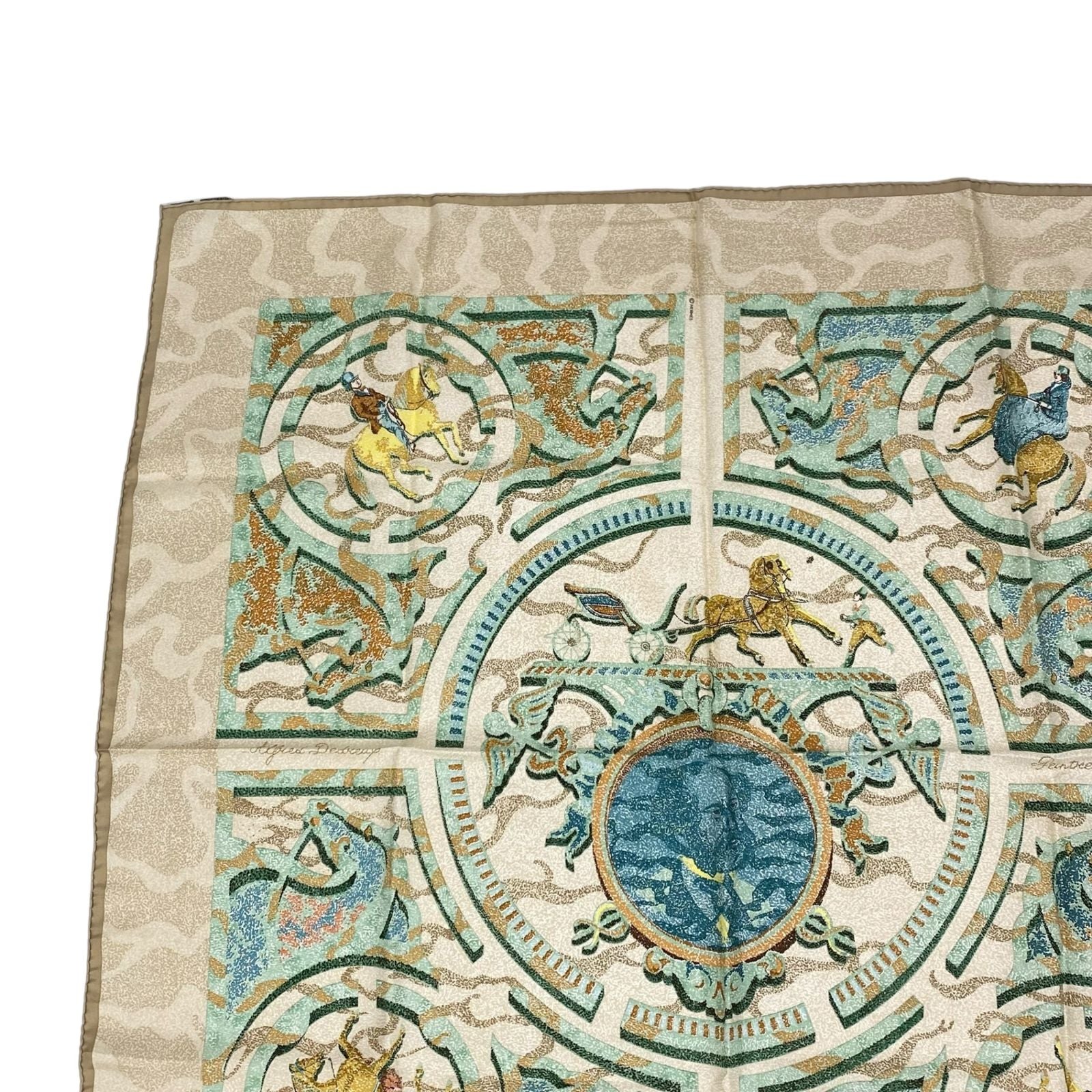 Hermes Carre 90 Silk 100% Scarf Peintre du Cheval Horse Painter Blawan — view 2