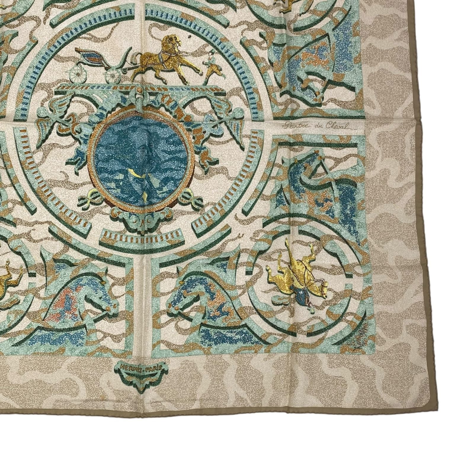Hermes Carre 90 Silk 100% Scarf Peintre du Cheval Horse Painter Blawan — view 5