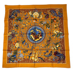 Hermes Scarf Silk Carre 90 Turandot Natsunohidaka Orange Blue — view 2