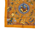 Hermes Scarf Silk Carre 90 Turandot Natsunohidaka Orange Blue — view 5