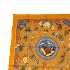 Hermes Scarf Silk Carre 90 Turandot Natsunohidaka Orange Blue — view 3