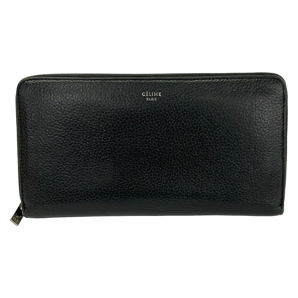 Celine Wallet Black Zip Around Leather