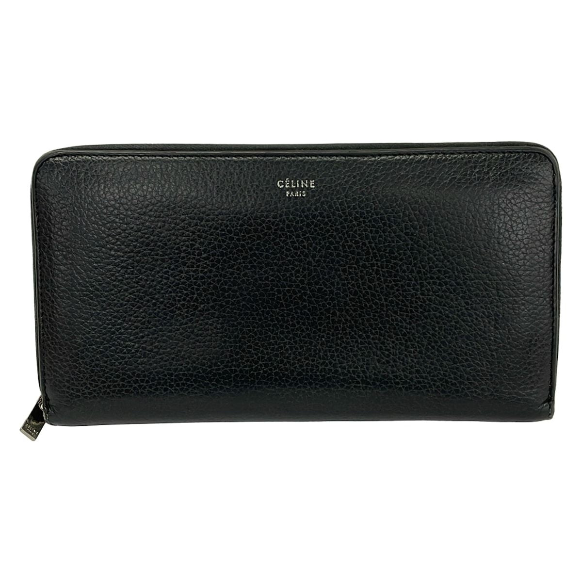 Celine Wallet Black Zip Around Leather