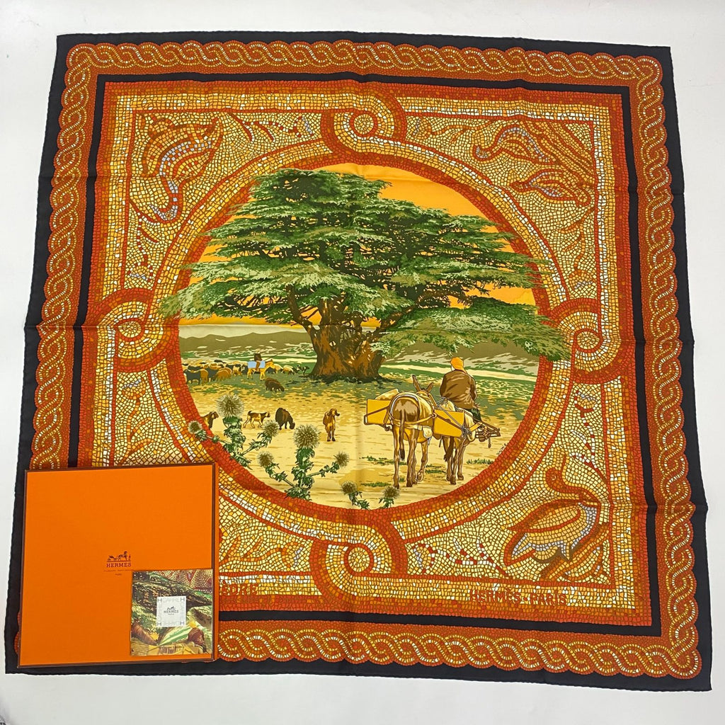 Hermes Carre 90 Under the Cedar Sous le Cedre Silk Scarf Multicolor