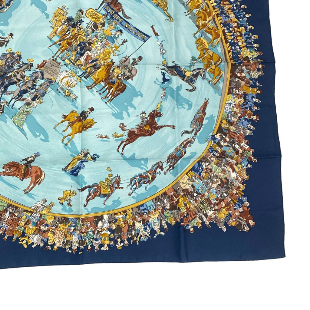 Hermes Carre 90 Cirque Molier Scarf Silk Navy — view 6