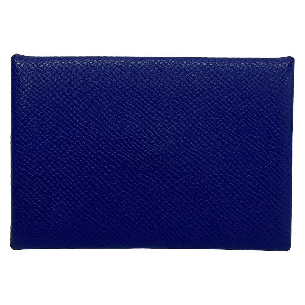 Hermes Card Case Calvi Blue Saffiano