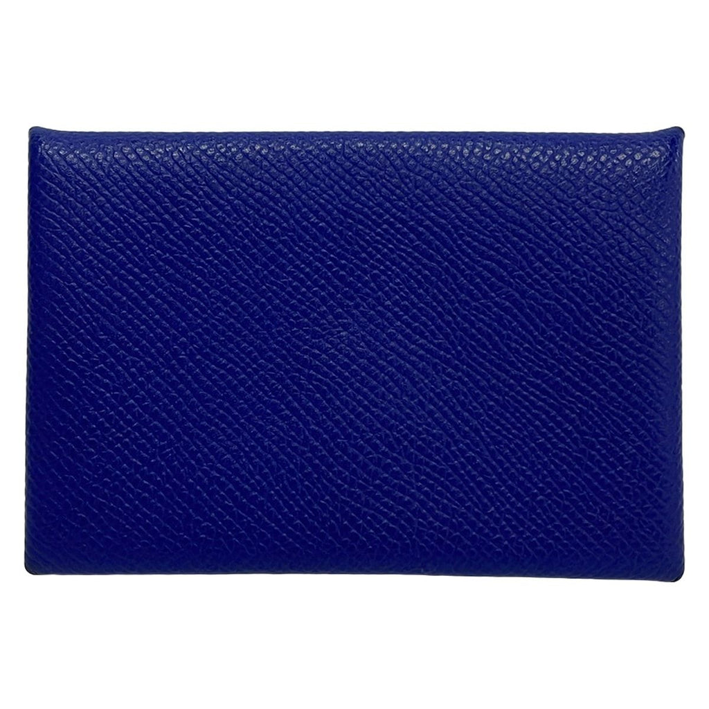 Hermes Card Case Calvi Blue Saffiano — view 2