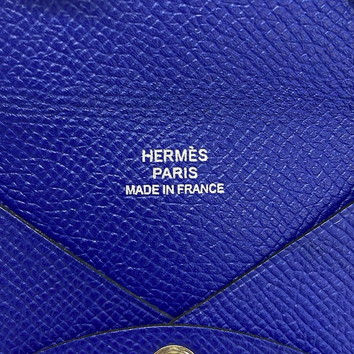 Hermes Card Case Calvi Blue Saffiano — view 5