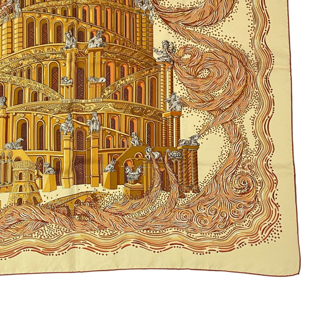 Hermes Carre 90 les Rivieres de Babel River of Scarf Silk 100% Yellow — view 5