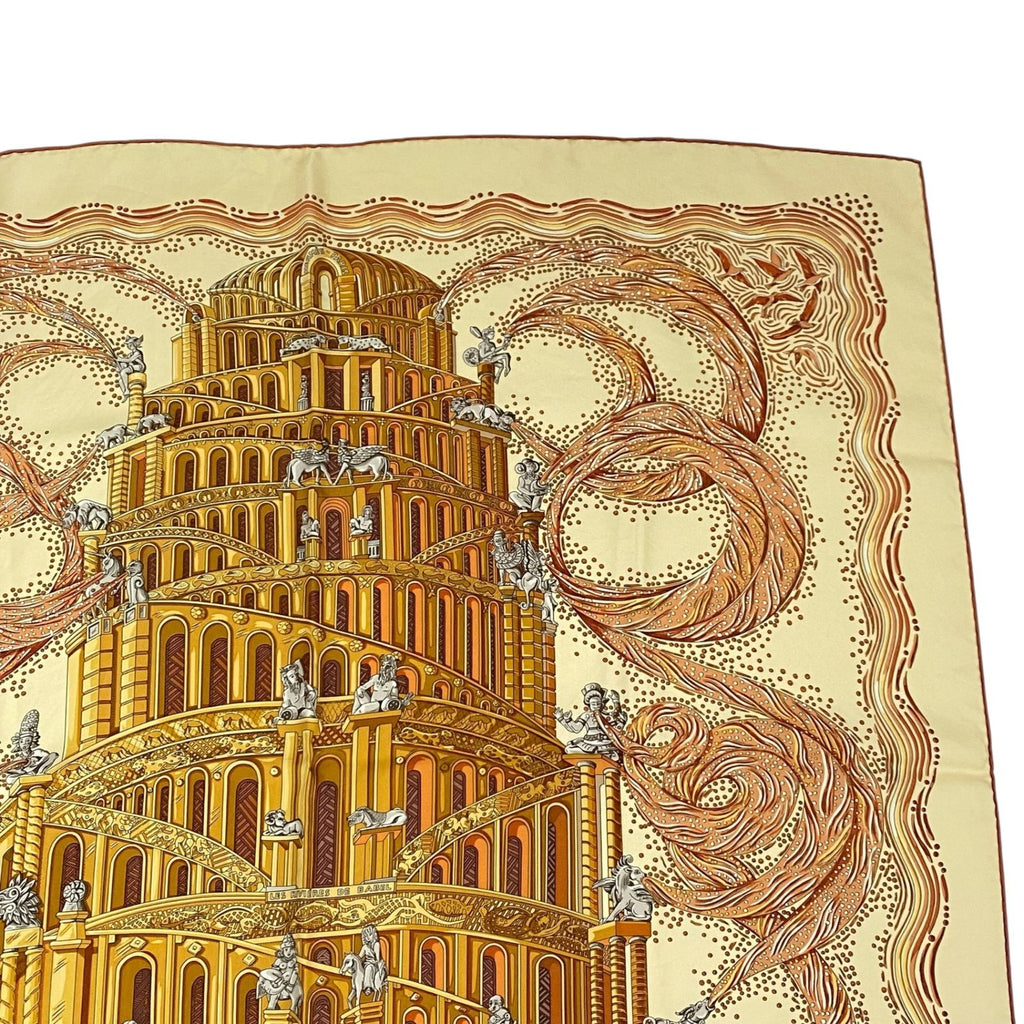 Hermes Carre 90 les Rivieres de Babel River of Scarf Silk 100% Yellow — view 3