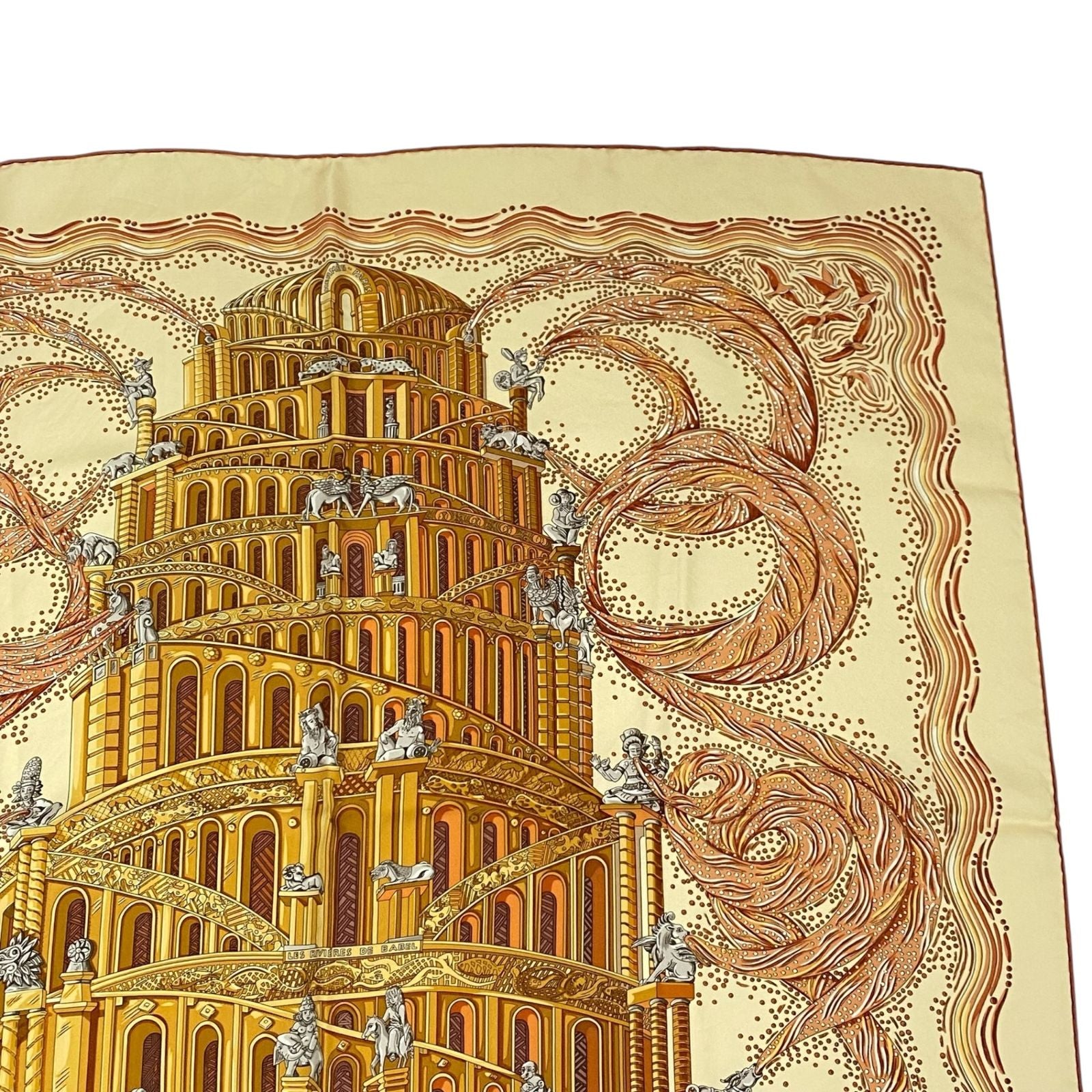 Hermes Carre 90 les Rivieres de Babel River of Scarf Silk 100% Yellow — view 3
