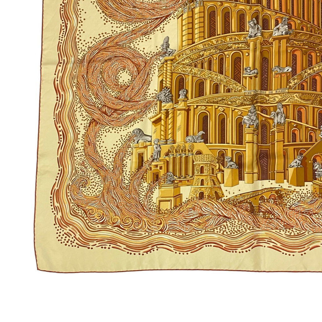 Hermes Carre 90 les Rivieres de Babel River of Scarf Silk 100% Yellow — view 4