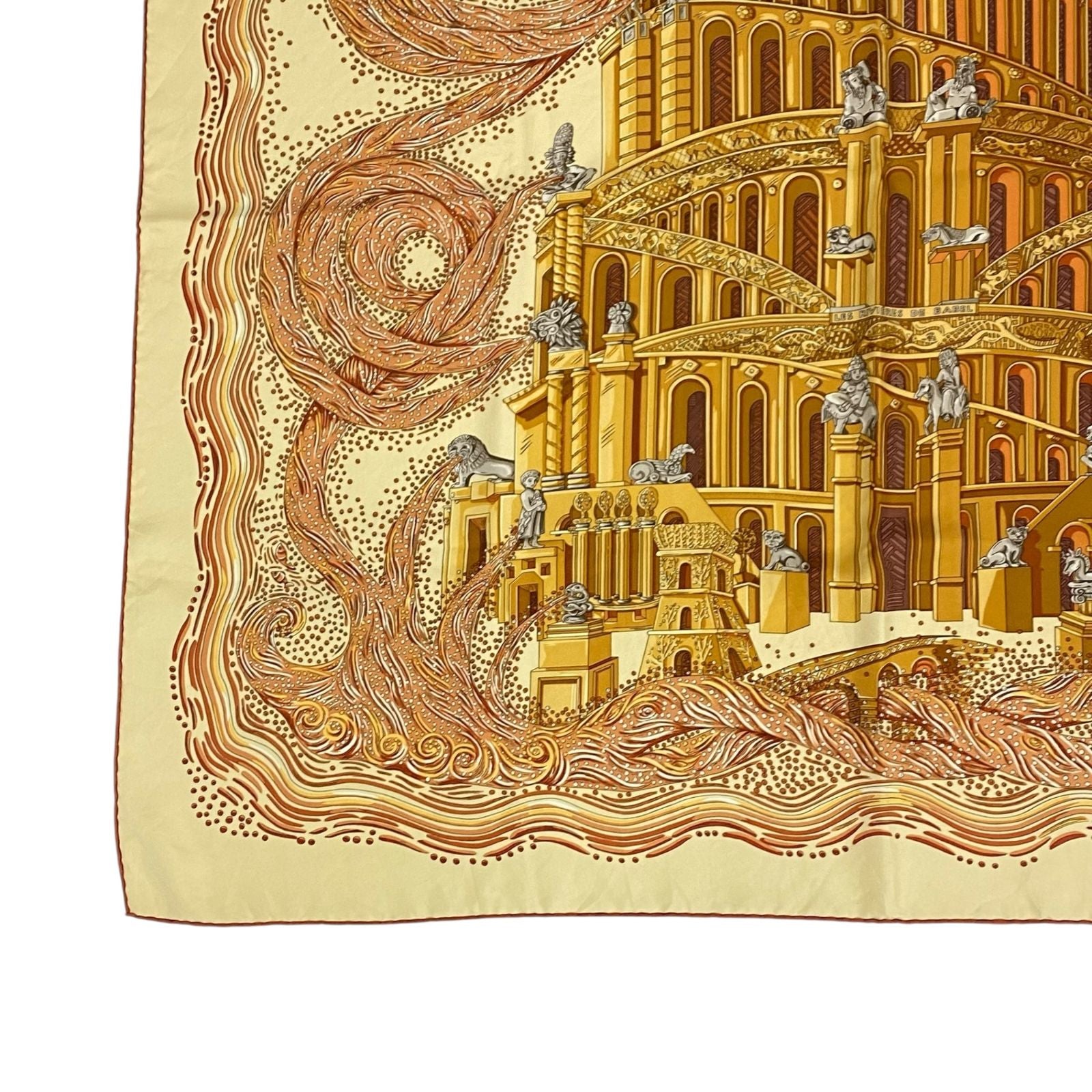 Hermes Carre 90 les Rivieres de Babel River of Scarf Silk 100% Yellow — view 4