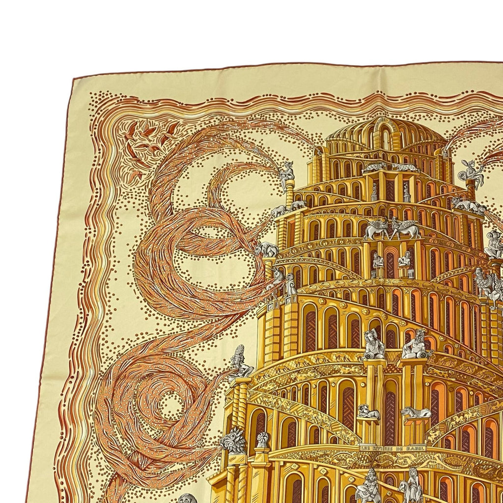 Hermes Carre 90 les Rivieres de Babel River of Scarf Silk 100% Yellow — view 2