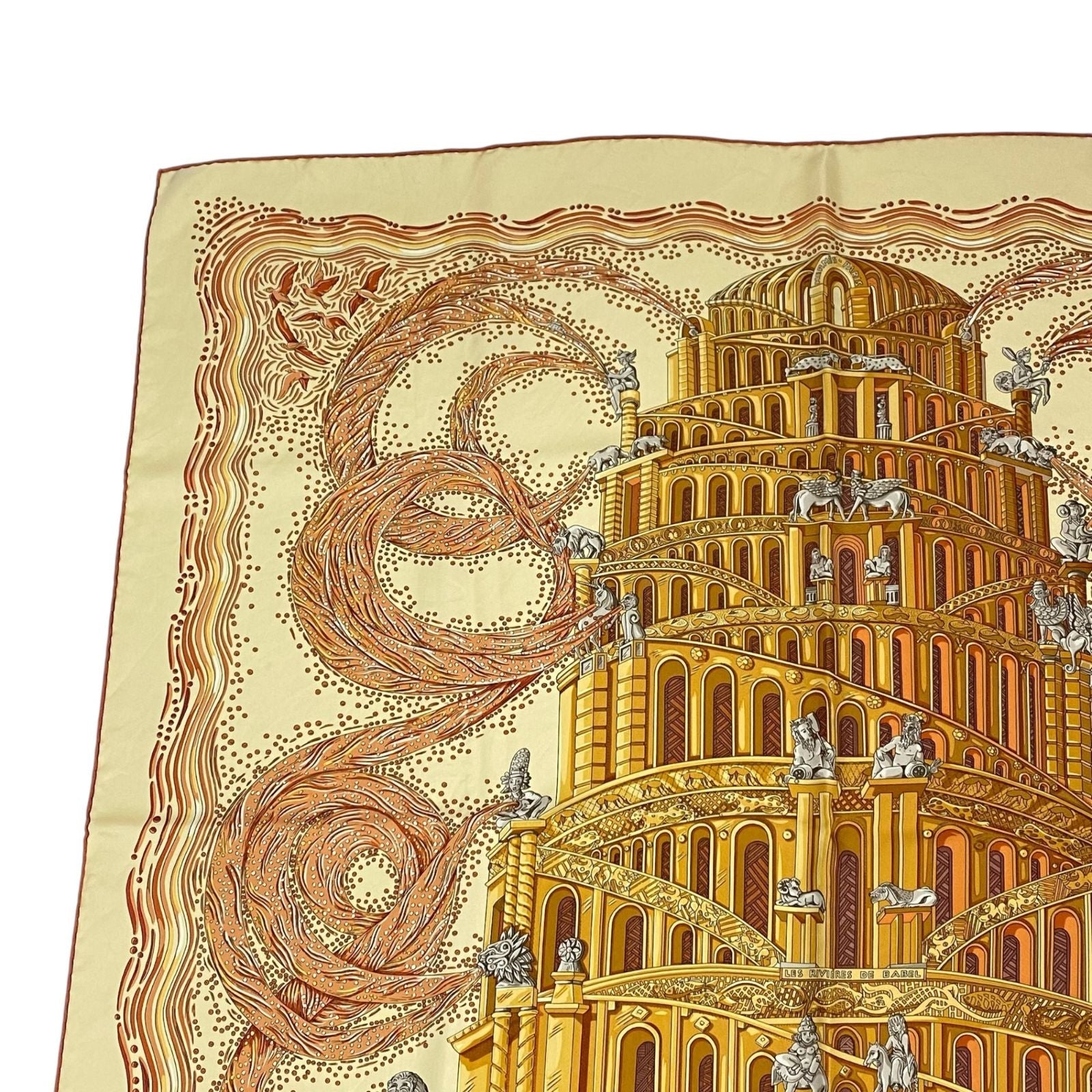 Hermes Carre 90 les Rivieres de Babel River of Scarf Silk 100% Yellow — view 2