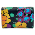Saint Laurent Paris Trifold Wallet Tiny Black Dark Yellow Multi Floral Pattern