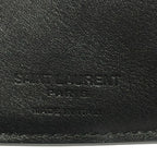 Saint Laurent Paris Trifold Wallet Tiny Black Dark Yellow Multi Floral Pattern — view 4