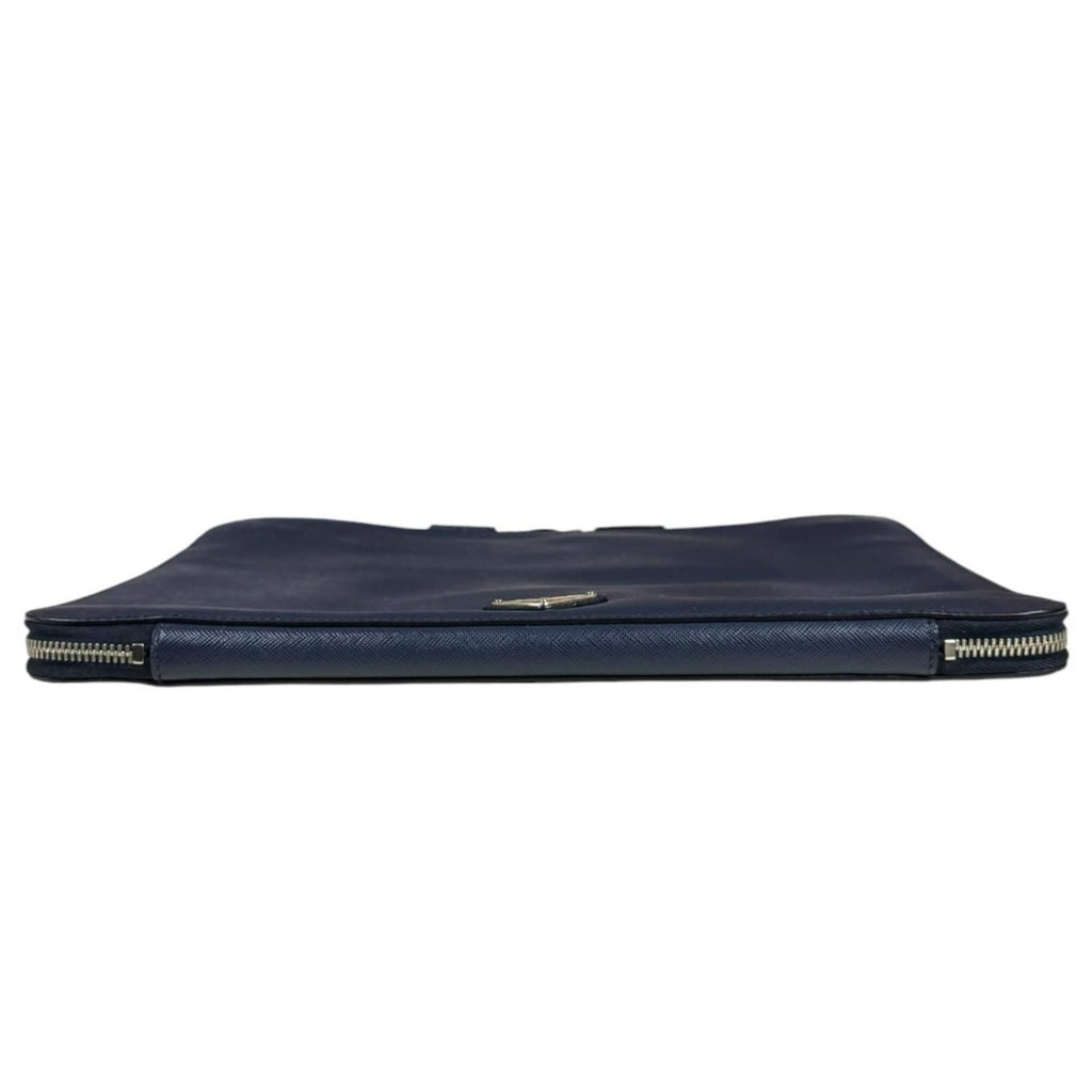 Prada Saffiano Second Bag Leather Navy — view 6