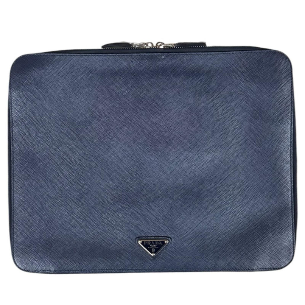 Prada Saffiano Second Bag Leather Navy
