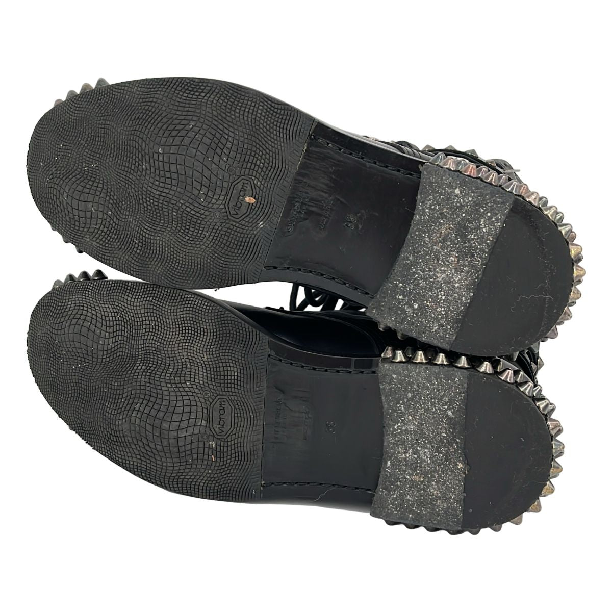 Saint Laurent Paris Era Leather Studded High Top Boots 38 Black — view 5