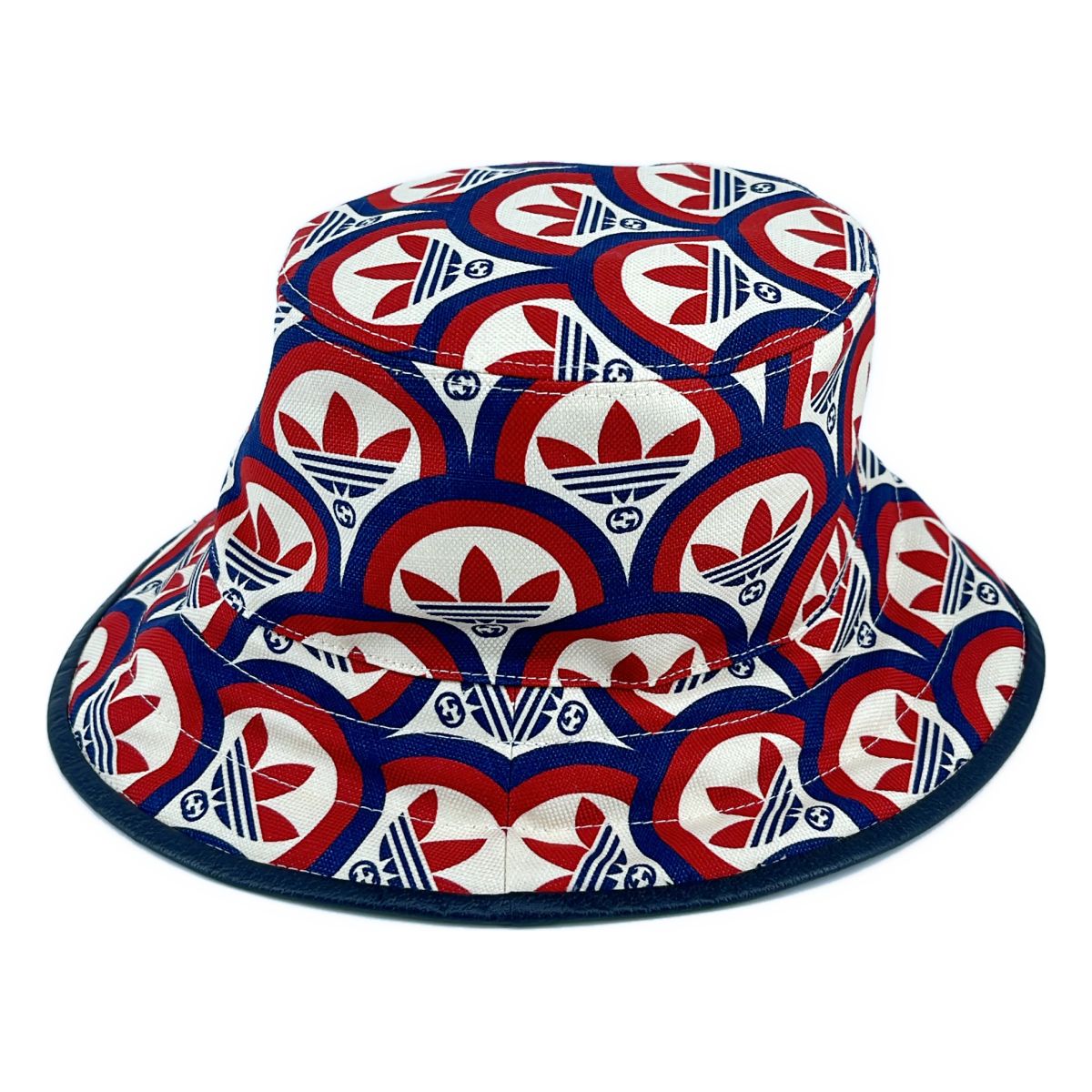 Gucci Adidas Bucket Hat All Over Print Hat S Beige Red Navy — view 4