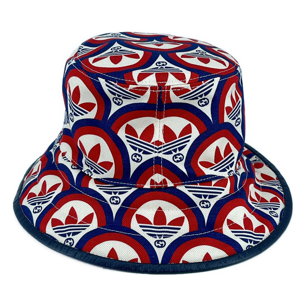 Gucci Adidas Bucket Hat All Over Print Hat S Beige Red Navy — view 5