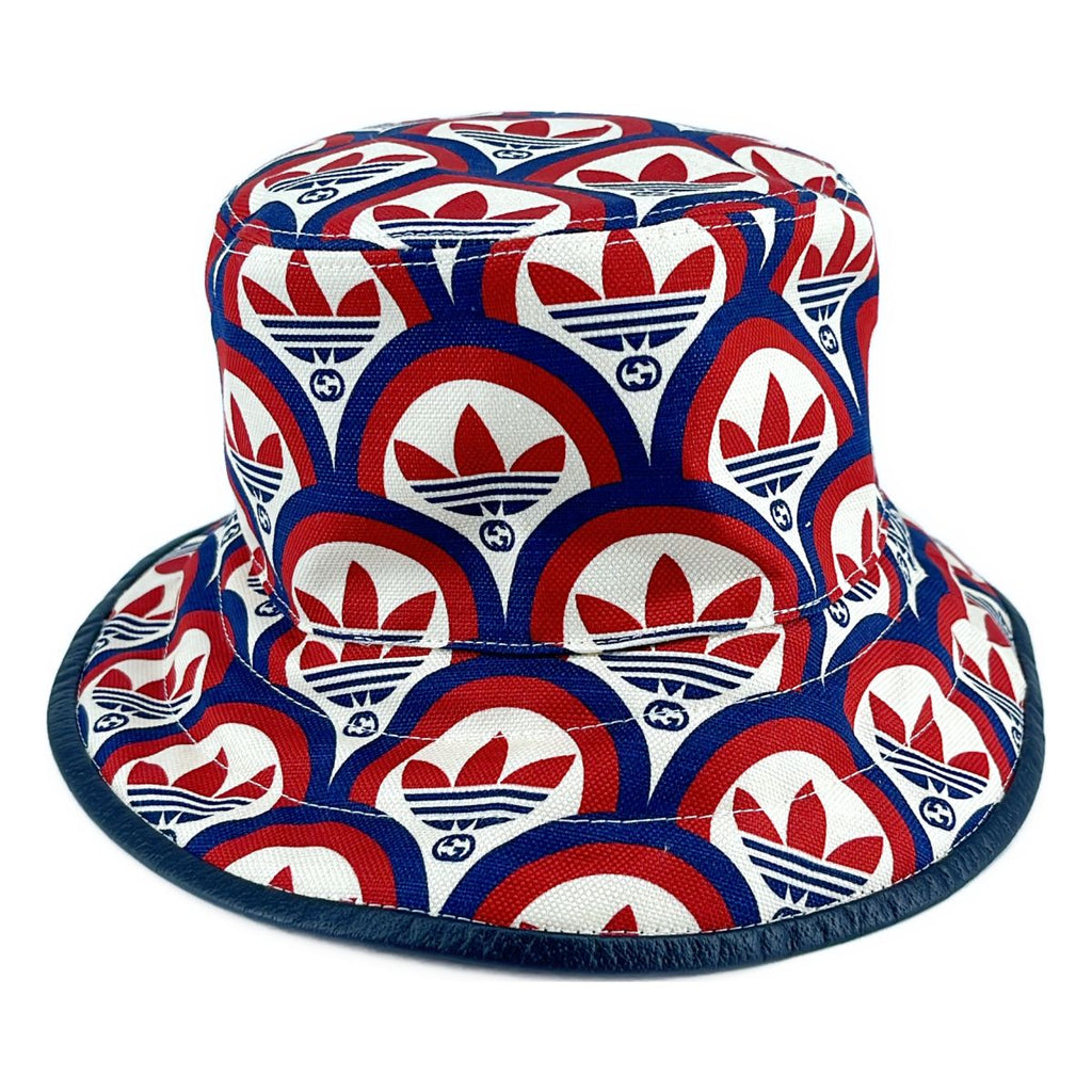 Gucci Adidas Bucket Hat All Over Print Hat S Beige Red Navy — view 2