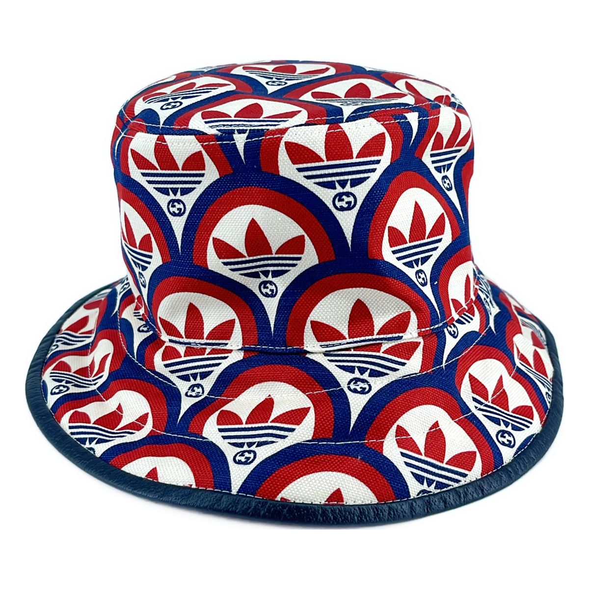 Gucci Adidas Bucket Hat All Over Print Hat S Beige Red Navy — view 2